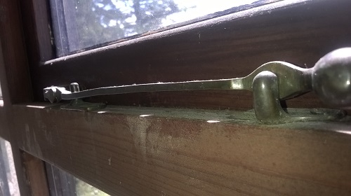 Reused solid brass window stays